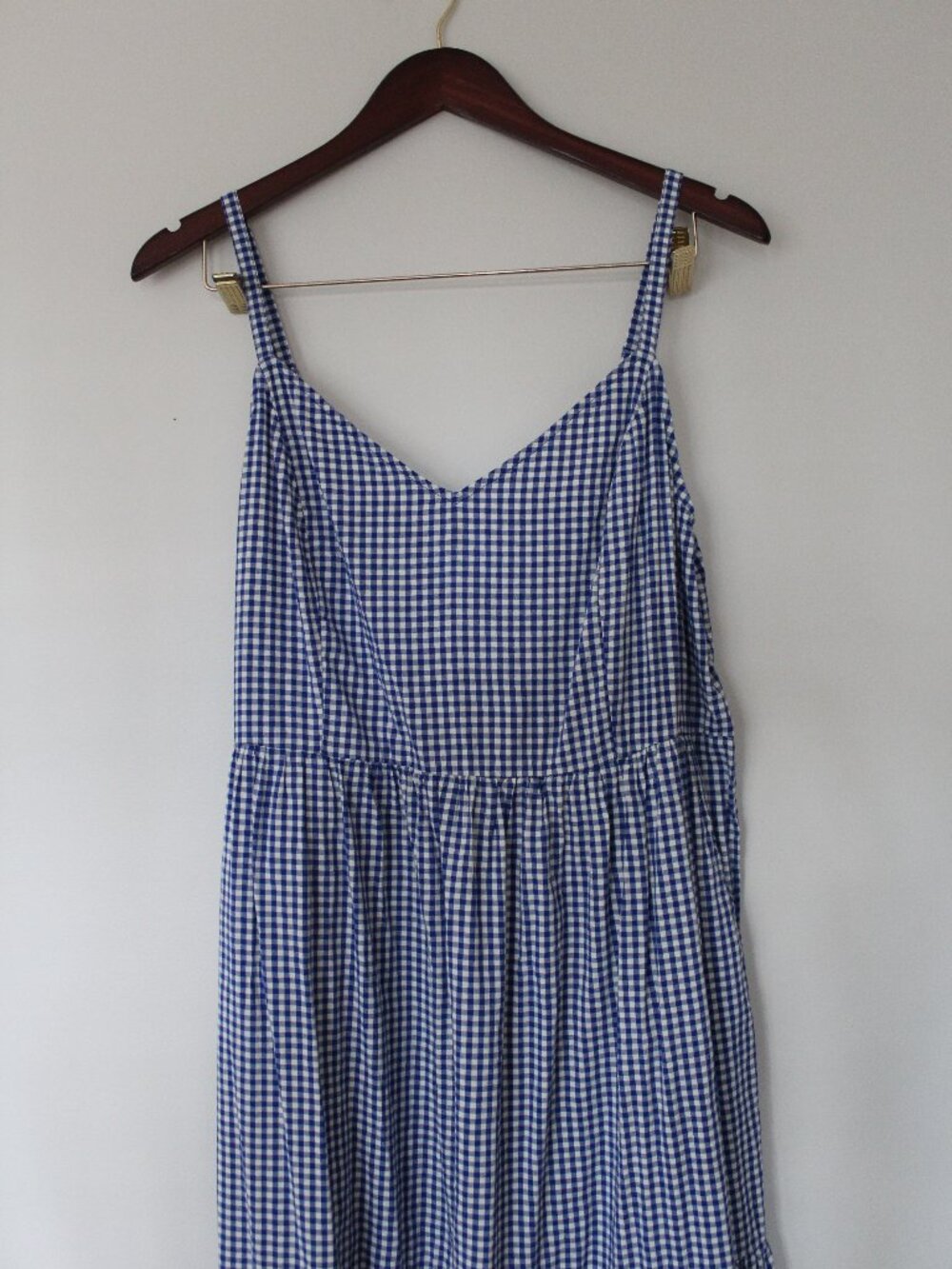 Old Navy Blue Gingham Tiered Cami Maxi Dress Large - Picture 2 of 8